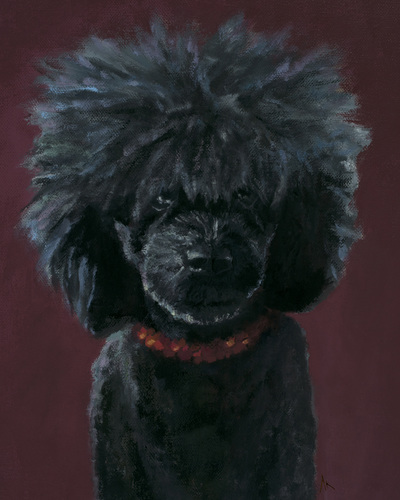 Poodle, Happiness Is,  Dog, Art, Pet, Portrait, Fine Art, Oil, Painting, Custom, Commission Your Own, Happiness Is, 
 The "Happiness is" series title is derived from the classic "Peanuts" comic strip statement 'Happiness is a warm puppy'. I began the series creating gifts of dog portraits of family and friends' furry companions. Now many of the paintings are available as canvas prints, reproductions start at $50 and magnets of your favs are just $3. Ideal for homes and the lobbies and interiors of any animal related business (vet clinics, grooming, boarding, supplies etc) or organization (aspca, humane society, rescues, shelters, etc). A portion of each print sale goes to no-kill shelters and rescues to help animals find their people. If anyone is of interest in learning more about what we can do for their space just contact me.