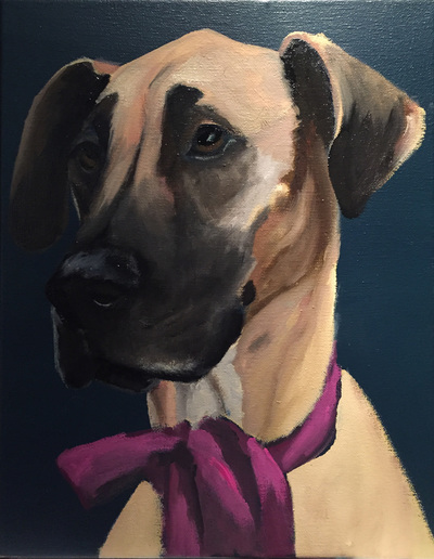Great Dane, Happiness Is,  Dog, Art, Pet, Portrait, Fine Art, Oil, Painting, Custom, Commission Your Own, Happiness Is, 
 The "Happiness is" series title is derived from the classic "Peanuts" comic strip statement 'Happiness is a warm puppy'. I began the series creating gifts of dog portraits of family and friends' furry companions. Now many of the paintings are available as canvas prints, reproductions start at $50 and magnets of your favs are just $3. Ideal for homes and the lobbies and interiors of any animal related business (vet clinics, grooming, boarding, supplies etc) or organization (aspca, humane society, rescues, shelters, etc). A portion of each print sale goes to no-kill shelters and rescues to help animals find their people. If anyone is of interest in learning more about what we can do for their space just contact me.